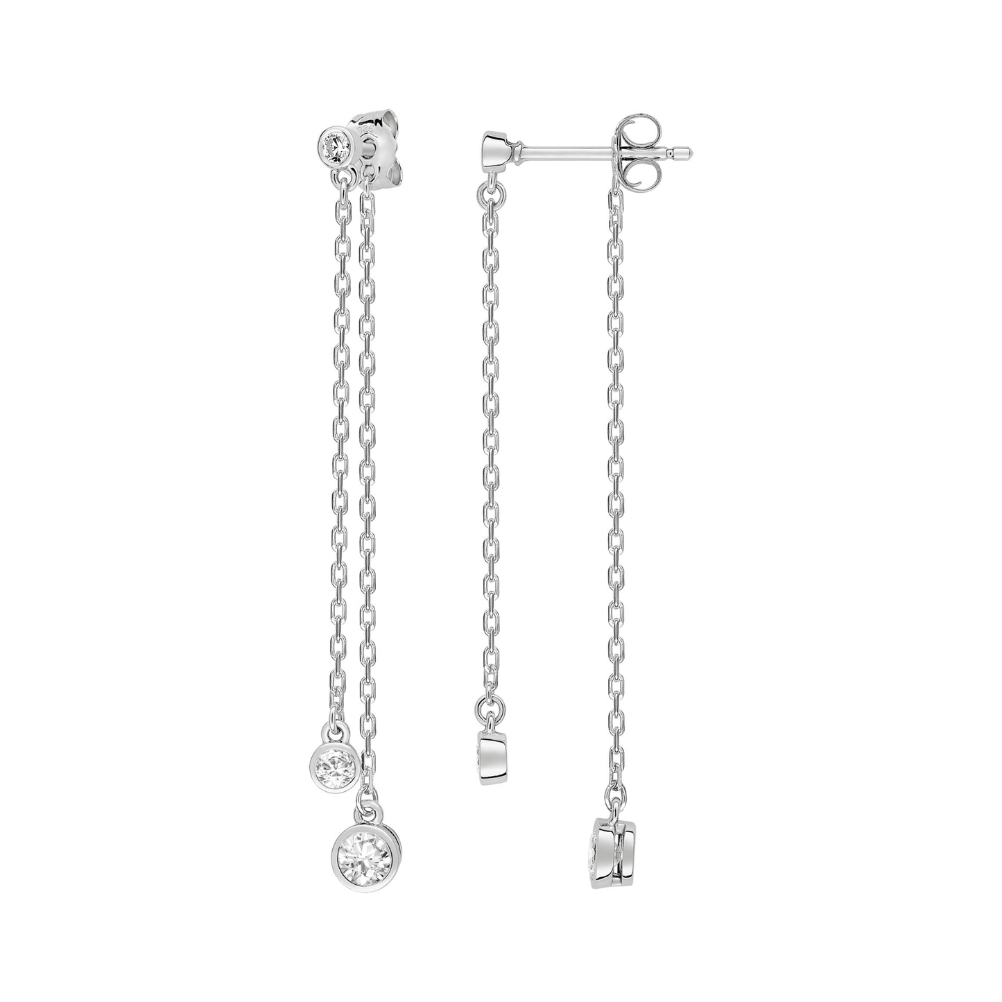 BOUCLES D'OREILLES ARGENT SUR CHAÎNE