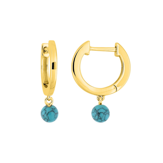 Boucle d'oreilles - mini créoles - Aurore turquoise - Or plaqué