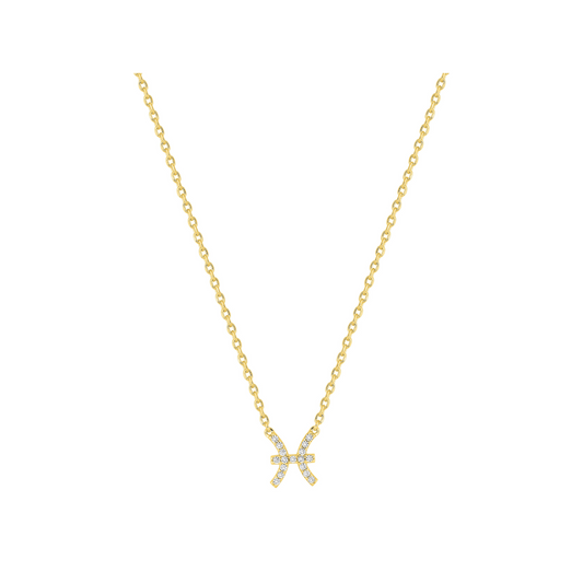 Pendentif Poissons en plaqué or 18 k, symbole zodiaque pavé d’oxydes de zirconium – SOLYSSE