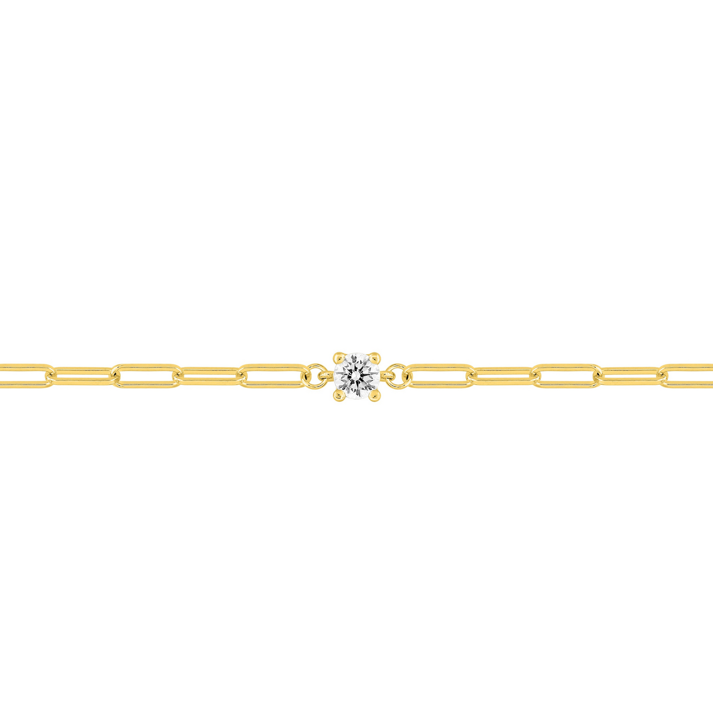 Bracelet Escale plaqué or 18 k, chaîne mailles rectangulaires avec solitaire en oxyde de zirconium – SOLYSSE