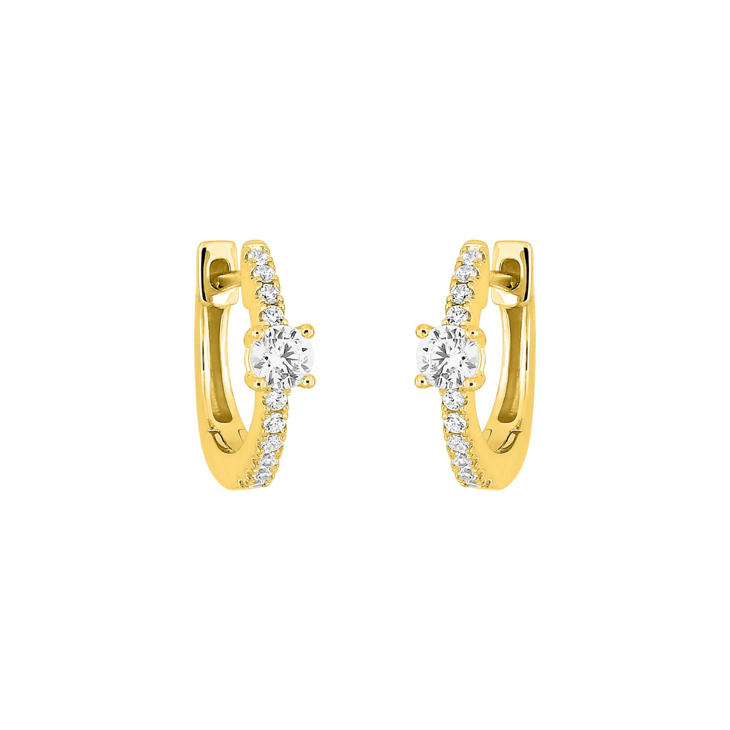 Micro créoles Halo en plaqué or 18k, pavées d’oxydes de zirconium, format discret | SOLYSSE