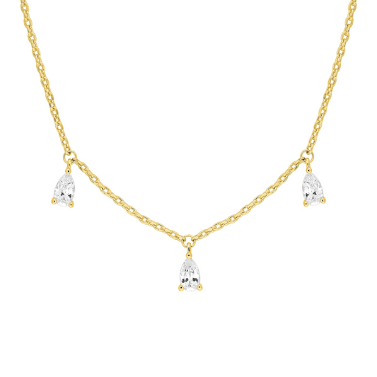 Collier Plaqué or 3 motifs poires