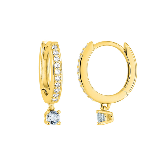 Boucles d’oreilles Aurore pavées ronde bleu – Or plaqué