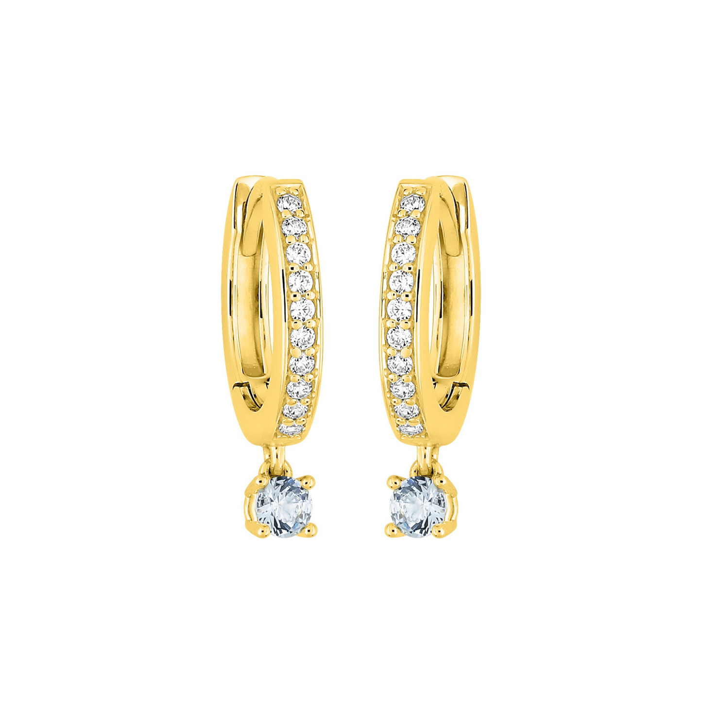 Boucles d’oreilles Aurore pavées ronde bleu – Or plaqué