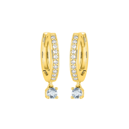Boucles d’oreilles Aurore pavées ronde bleu – Or plaqué