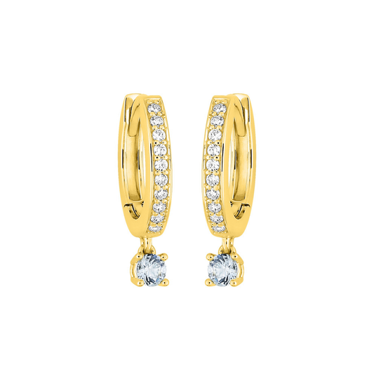 Boucles d’oreilles Aurore pavées ronde bleu – Or plaqué