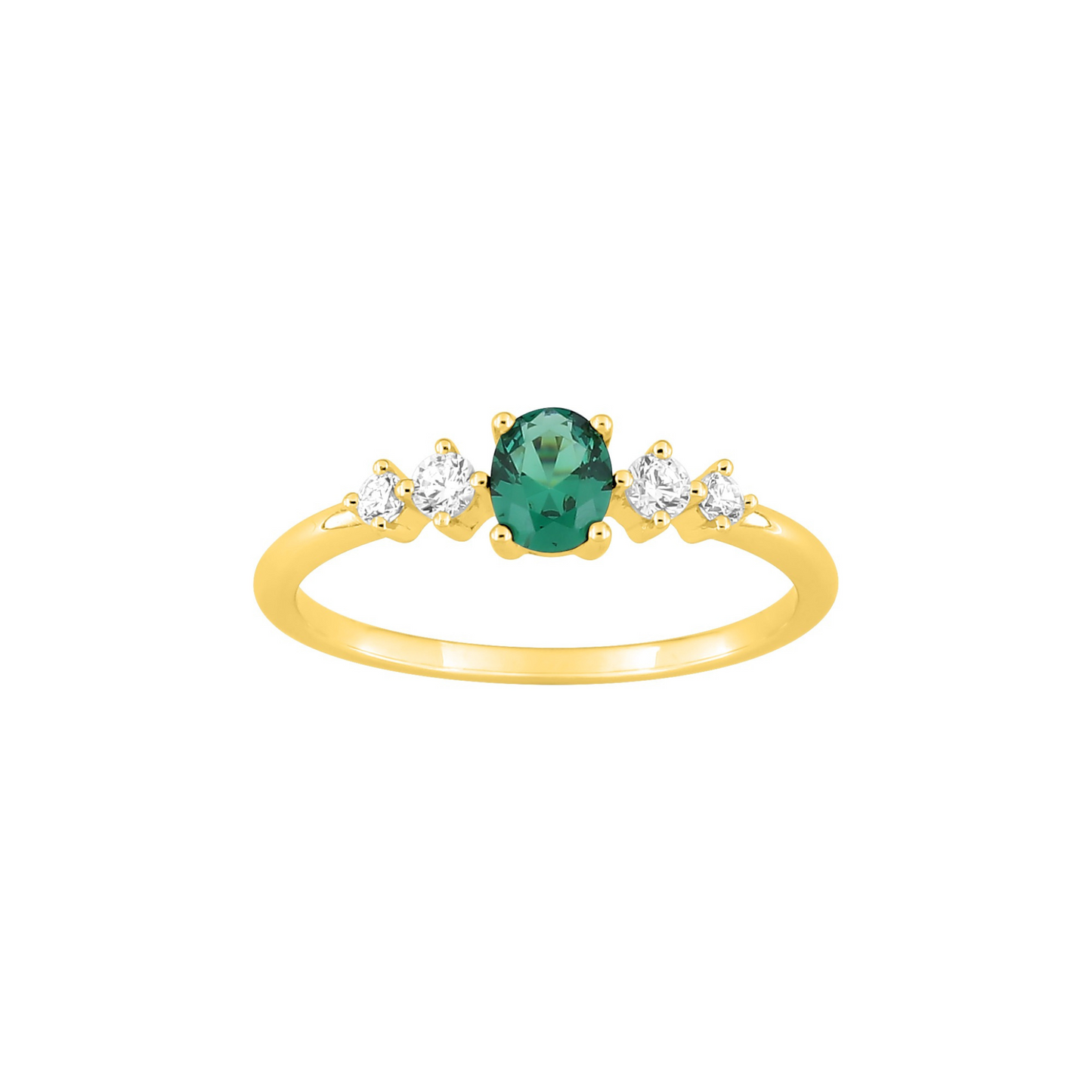 Bague Iris ovale – OZ vert – Or plaqué