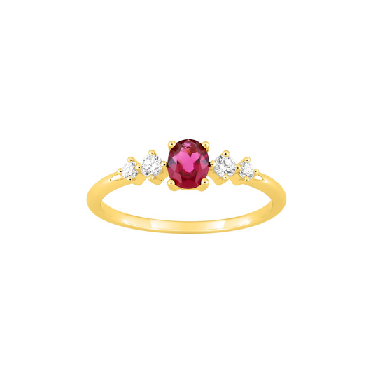 Bague Iris ovale – OZ rouge – Or plaqué