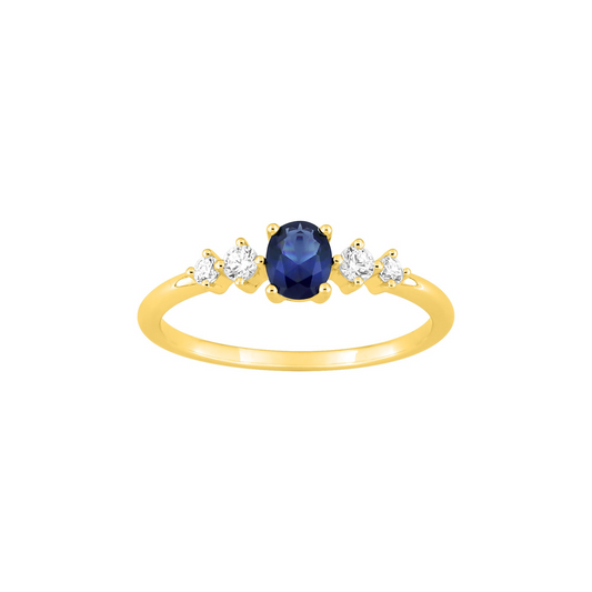 Bague Iris ovale – OZ bleu – Or plaqué