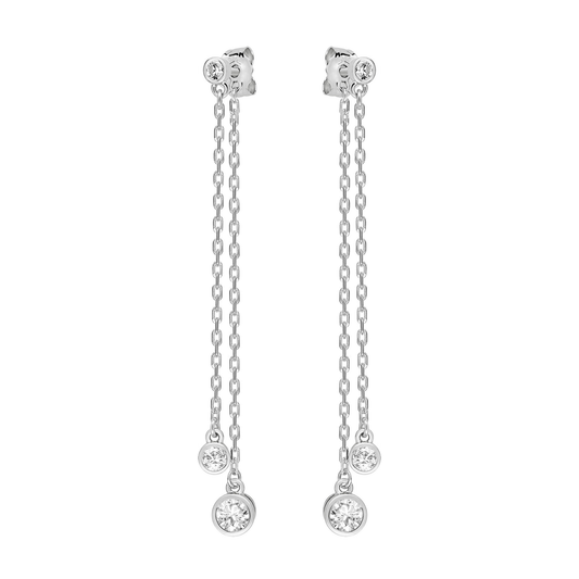 BOUCLES D'OREILLES ARGENT SUR CHAÎNE