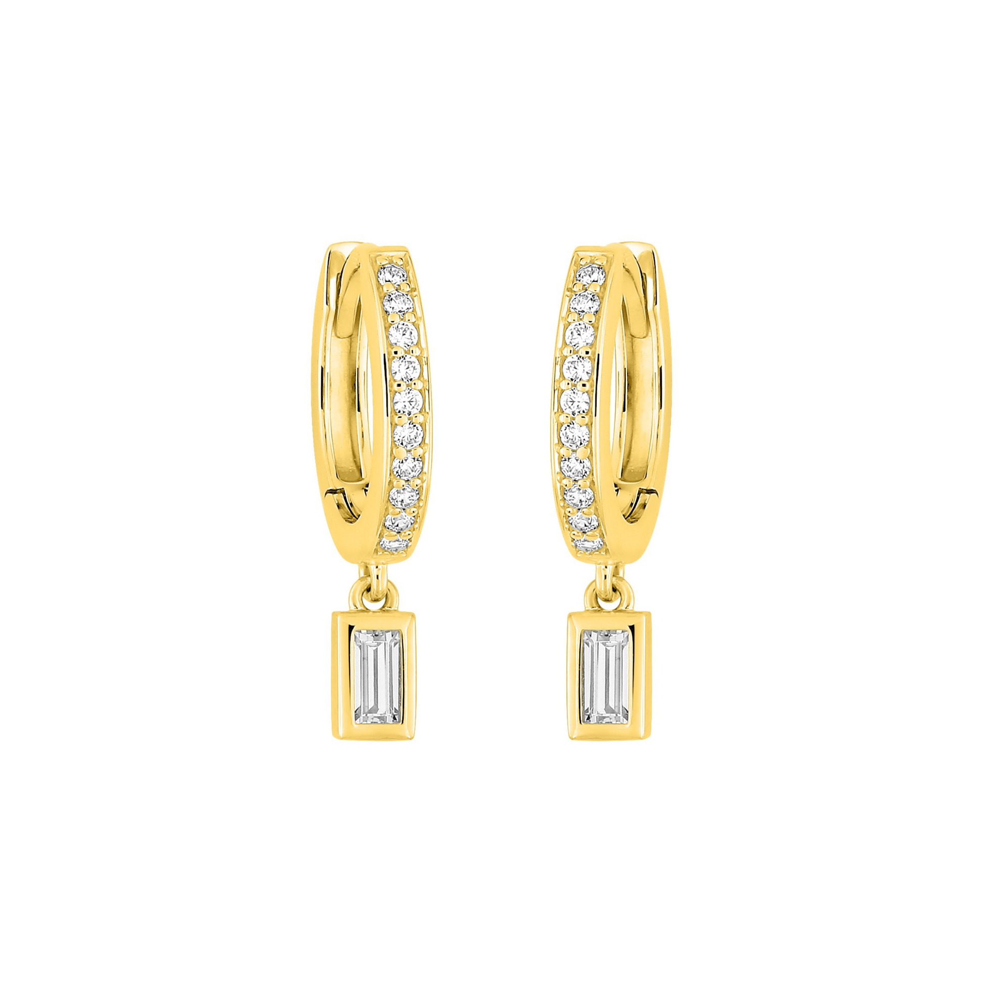 Mini créoles Aurore pavées – plaqué or 18k, pampille rectangle en oxyde de zirconium – SOLYSSE
