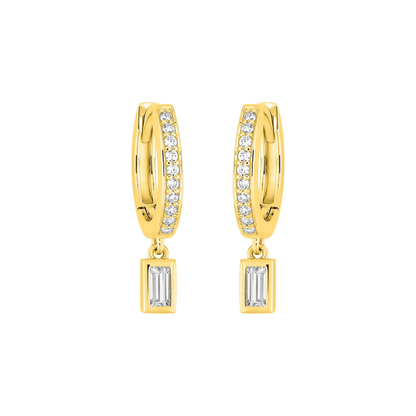 Mini créoles Aurore pavées – plaqué or 18k, pampille rectangle en oxyde de zirconium – SOLYSSE