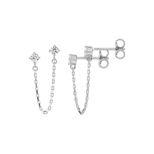 Boucles d'oreilles pendantes fantaisie solaire Crawlers en Argent 925 et oxyde de zirconium.