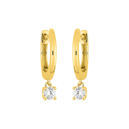 Boucles Aurore rondes en plaqué or 18 k, pampille zircon couleur blanc – Bijoux SOLYSSE.