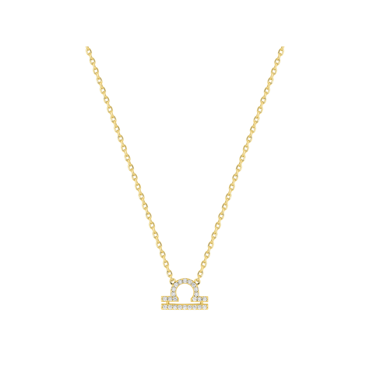 Pendentif Balance en plaqué or 18 k, symbole zodiaque pavé d’oxydes de zirconium – SOLYSSE