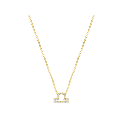 Pendentif Balance en plaqué or 18 k, symbole zodiaque pavé d’oxydes de zirconium – SOLYSSE