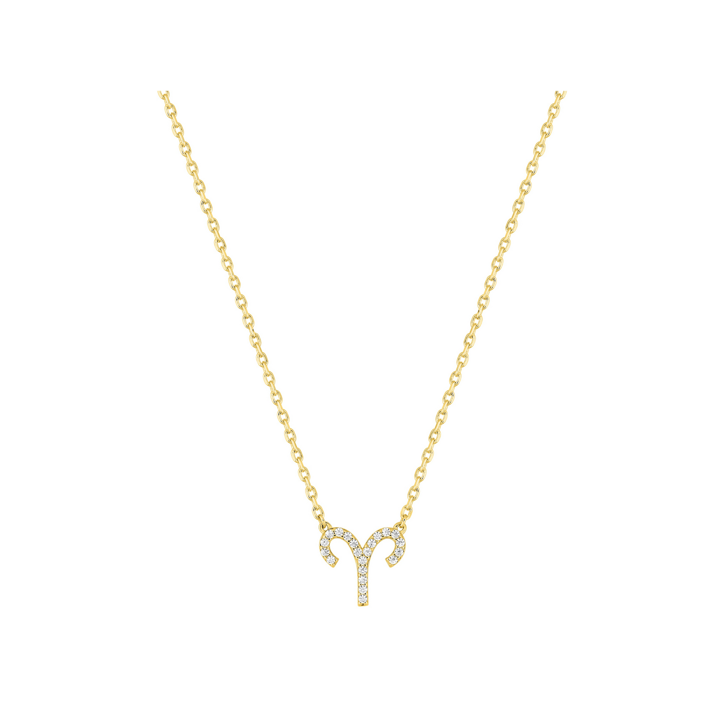 Pendentif Bélier en plaqué or 18 k, symbole zodiaque pavé d’oxydes de zirconium – SOLYSSE
