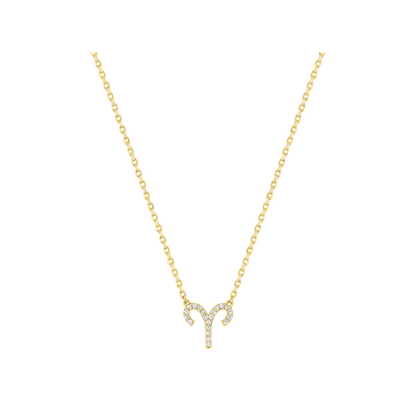Pendentif Bélier en plaqué or 18 k, symbole zodiaque pavé d’oxydes de zirconium – SOLYSSE