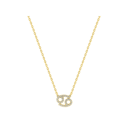 Pendentif Cancer en plaqué or 18 k, symbole zodiaque pavé d’oxydes de zirconium – SOLYSSE