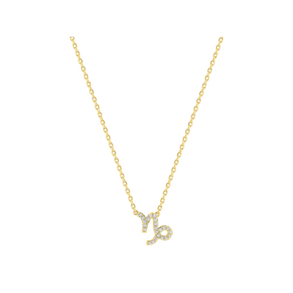 Pendentif Capricorne en plaqué or 18 k, symbole zodiaque pavé d’oxydes de zirconium – SOLYSSE