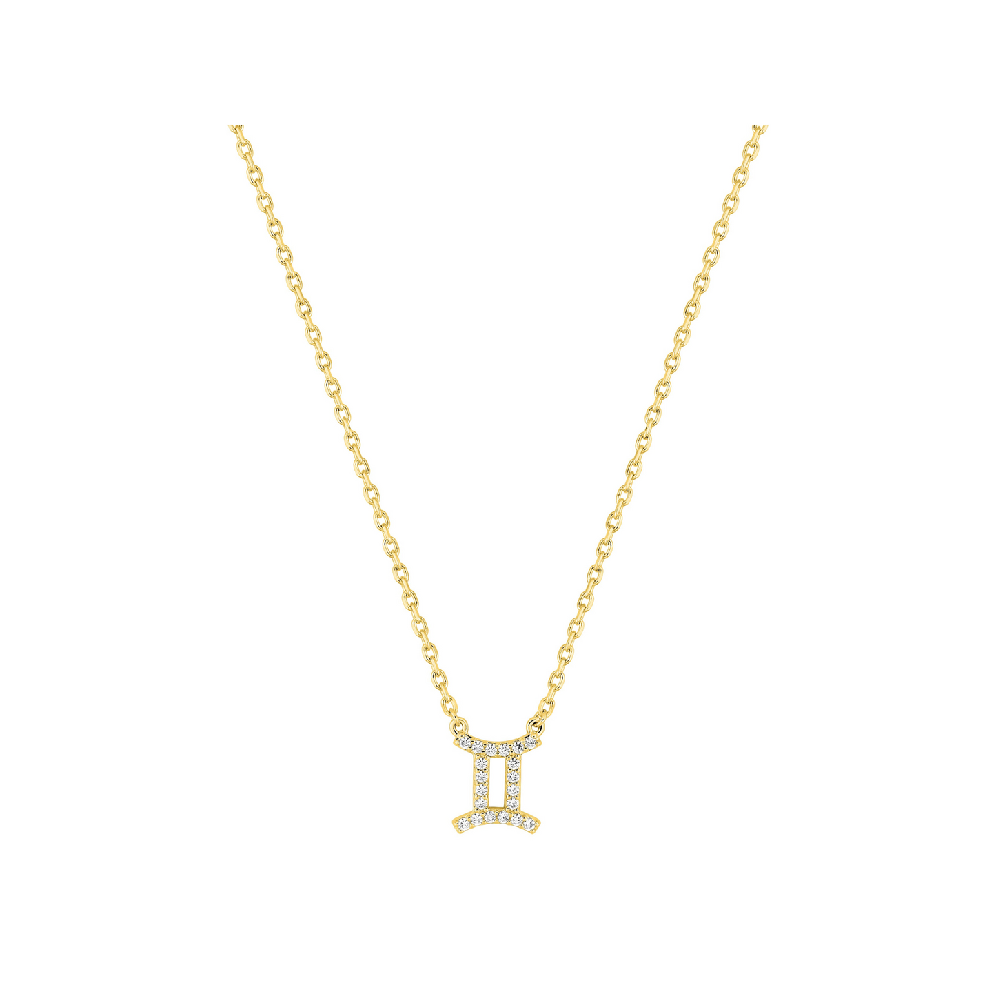 Pendentif Gémeaux en plaqué or 18 k, symbole zodiaque pavé d’oxydes de zirconium – SOLYSSE