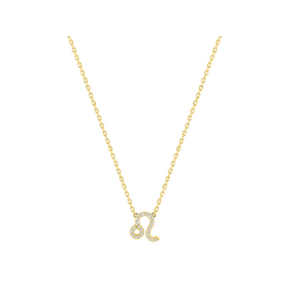 Pendentif Lion en plaqué or 18 k, symbole zodiaque pavé d’oxydes de zirconium – SOLYSSE