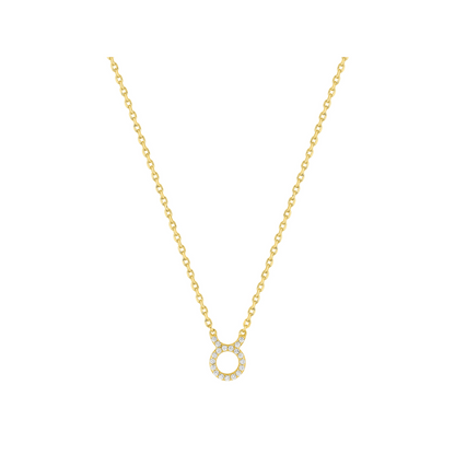 Pendentif Taureau en plaqué or 18 k, symbole zodiaque pavé d’oxydes de zirconium – SOLYSSE