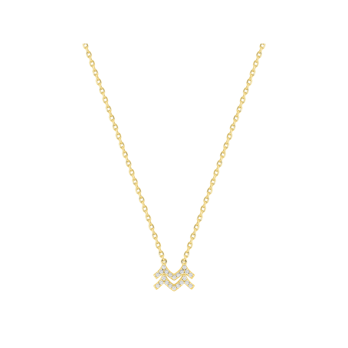 Pendentif Verseau en plaqué or 18 k, symbole zodiaque pavé d’oxydes de zirconium – SOLYSSE