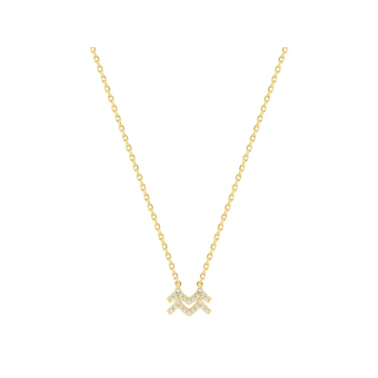 Pendentif Verseau en plaqué or 18 k, symbole zodiaque pavé d’oxydes de zirconium – SOLYSSE