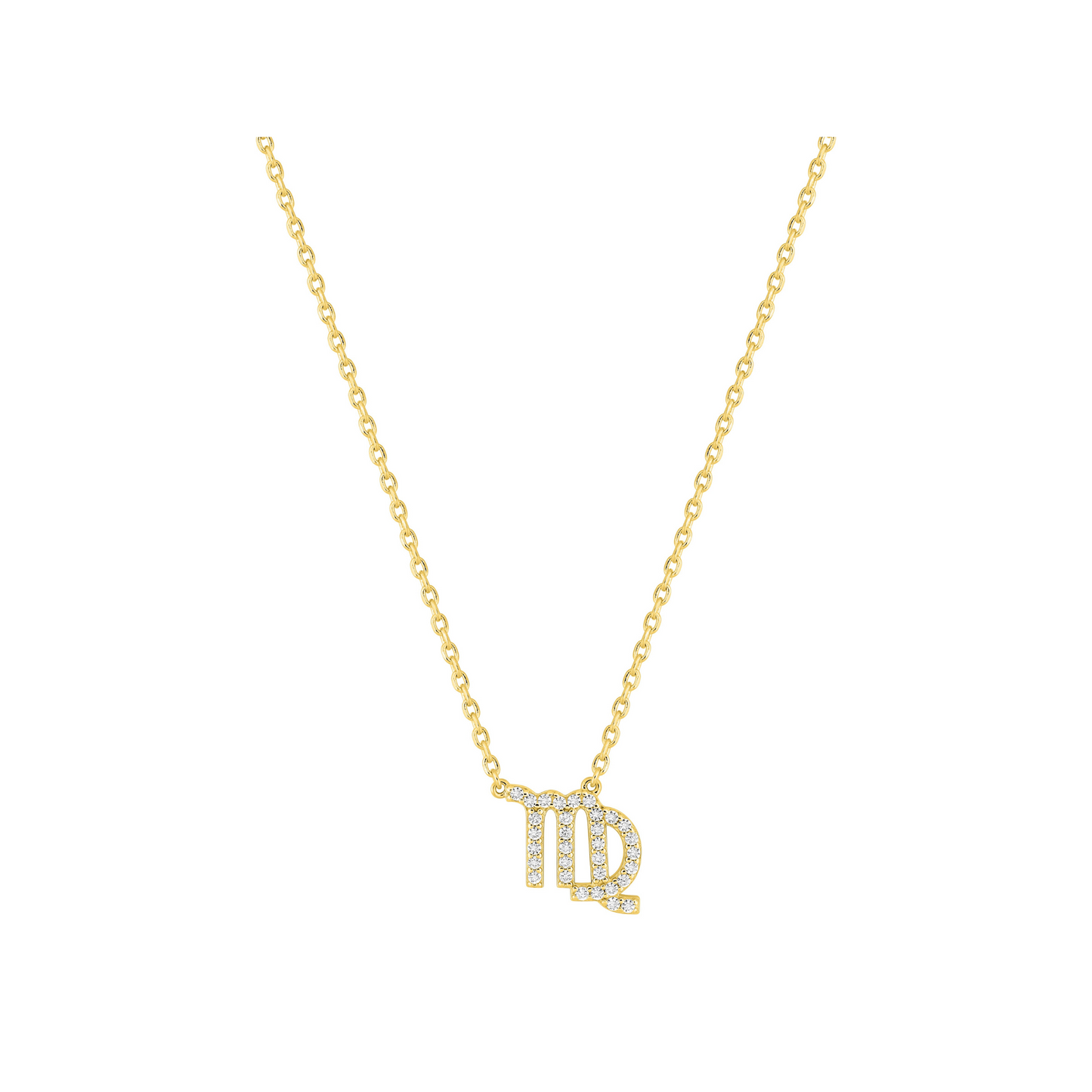 Pendentif Vierge en plaqué or 18 k, symbole zodiaque pavé d’oxydes de zirconium – SOLYSSE