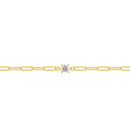 Bracelet Escale plaqué or 18 k, chaîne mailles rectangulaires avec solitaire en oxyde de zirconium – SOLYSSE