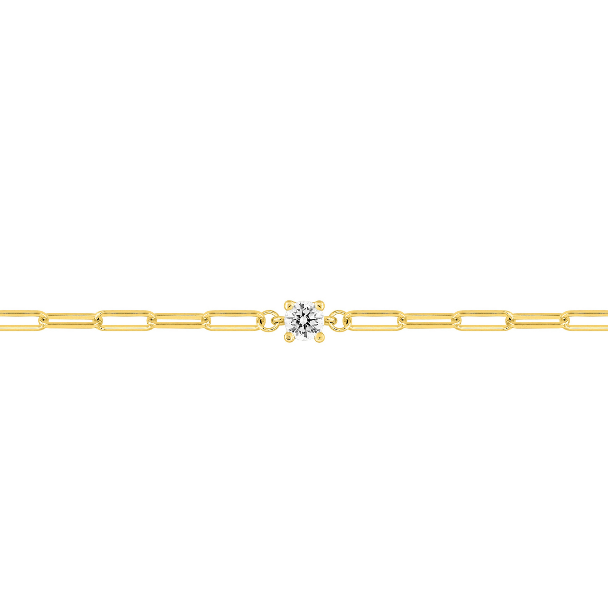 Bracelet Escale plaqué or 18 k, chaîne mailles rectangulaires avec solitaire en oxyde de zirconium – SOLYSSE