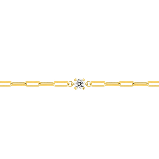 Bracelet Escale plaqué or 18 k, chaîne mailles rectangulaires avec solitaire en oxyde de zirconium – SOLYSSE