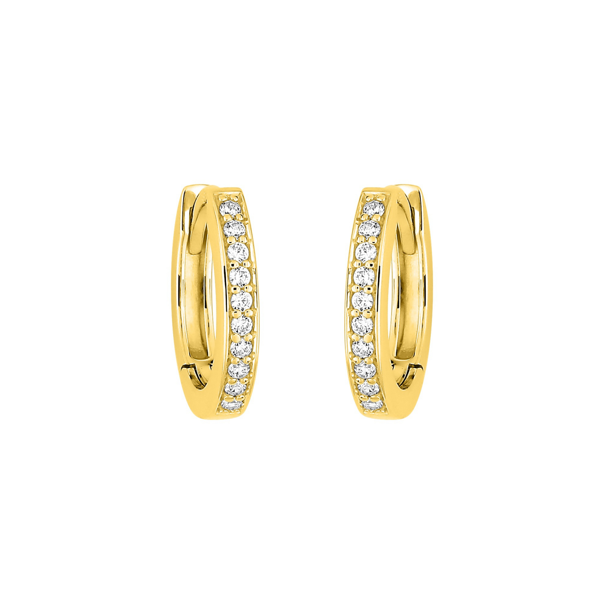 Micro créoles Halo en plaqué or 18k, pavées d’oxydes de zirconium, format discret | SOLYSSE