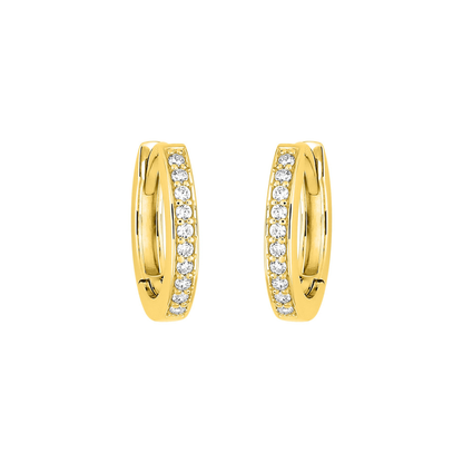 Micro créoles Halo en plaqué or 18k, pavées d’oxydes de zirconium, format discret | SOLYSSE