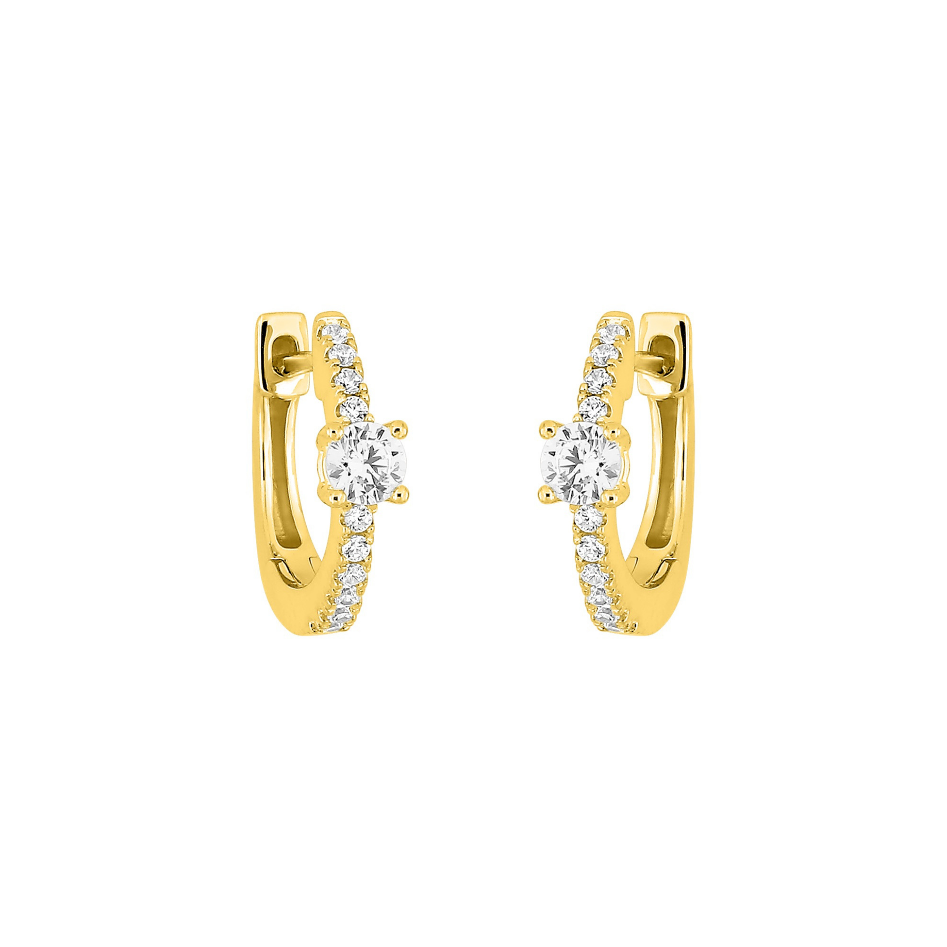Micro créoles Halo en plaqué or 18k, pavées d’oxydes de zirconium, format discret | SOLYSSE